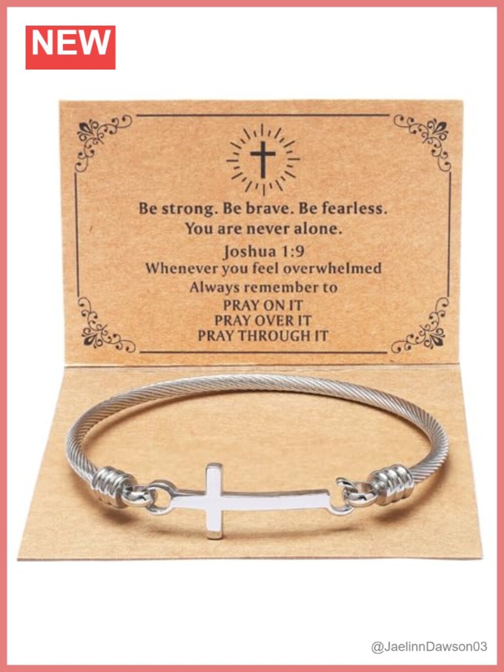 Stainless Steel Cross Bracelet Inspirational Faith Jewelry Religious Gift
